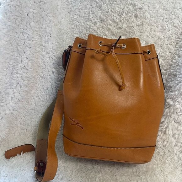 Jack & Jones Herta Suke Tan Leather large Bucket style drawstring Bag - Picture 7 of 16
